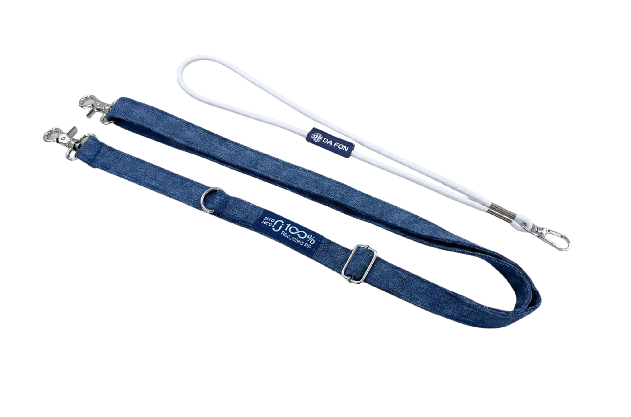 大豐環保再生多功能掛繩，背面織標、雙面 logo 織標可選，100% 再生 PP 材質，適合活動與企業識別。｜Eco-friendly multifunction lanyard with woven label options, made from 100% recycled PP by Da Fon Environmental.